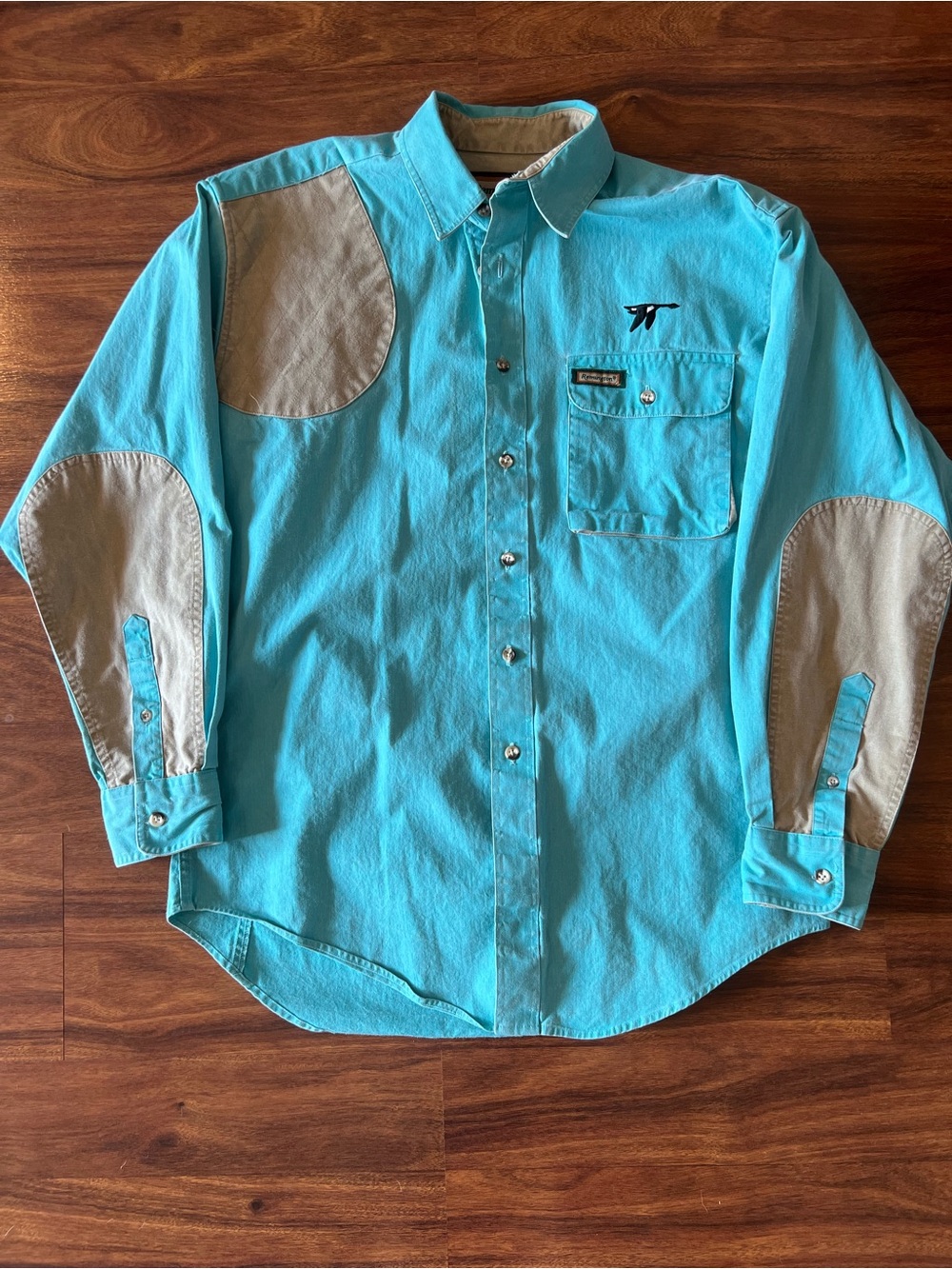 Turquoise Men's Western Button-Down Shirt with Contrast Patches Remington